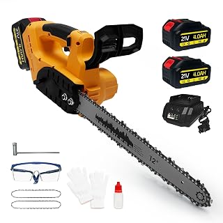 12 Zoll Akku Kettensäge für Makita 18V, 2x 4000mAh, Bürstenlose Elektro Kettensäge mit Automatischem Öler & Ersatzkette, Handkettensäge Akku für Gartenscheren Astschere Holzschneidenz - Amazon product rated Grade B