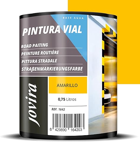 JOVIRA PINTURAS Pintura Vial al Agua |750 ml |Indicada para Pasos de Peatones, Aparcamientos, Carreteras, Aeropuertos, etc. (750 Mililitros, Amarillo) F-23