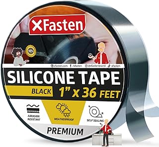 XFasten Silicone Self Fusing Tape 1-Inch x 36-Foot (25.4mm x 10.97m) (Black) Silicone Repair Tape