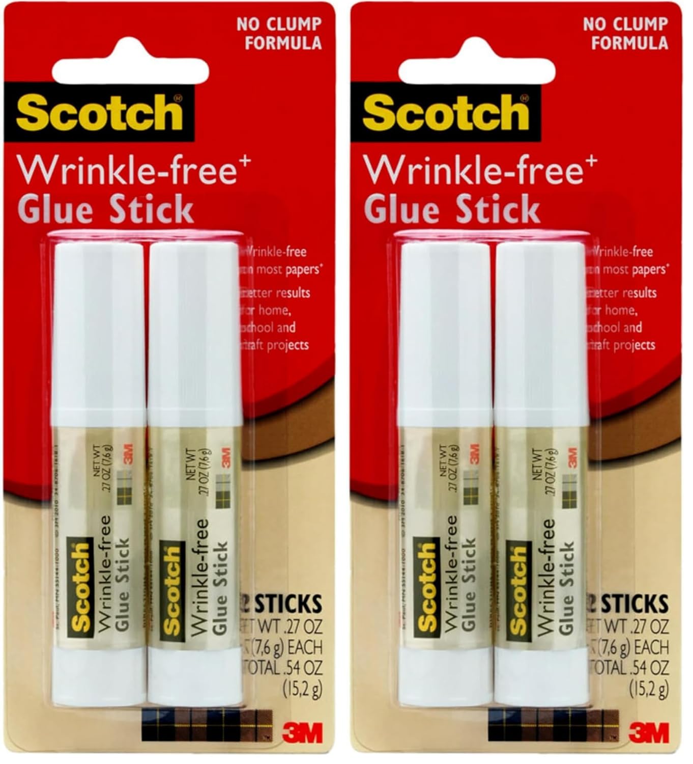 Scotch Wrinkle-Free Glue Sticks, 2 Pack, .27 oz Each