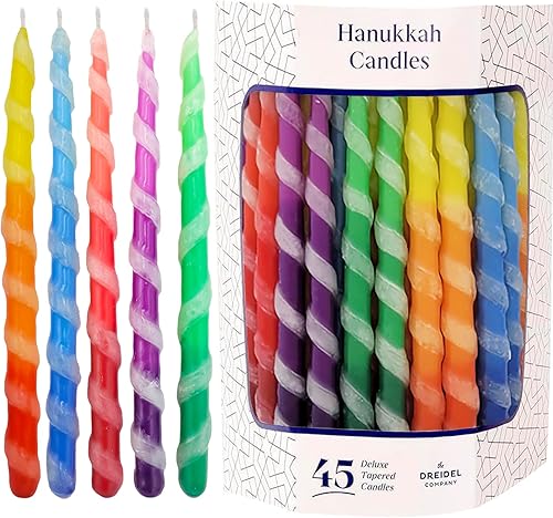 Velas de menorá trenzadas de lujo de Hanukkah para las 8 noches de Janucá, multicolor (individual)