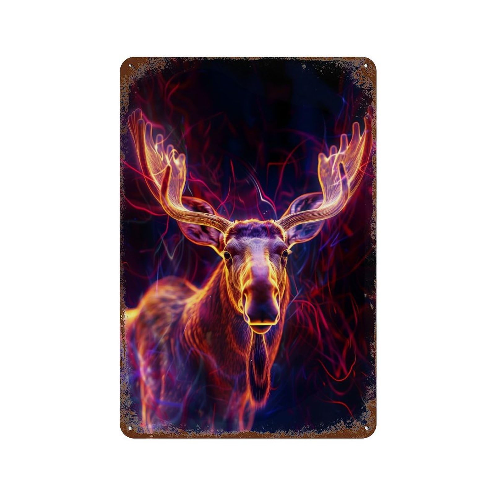 Neon Moose Majesty Tin Sign Vintage Metal Sign Retro Metal Poster for Men Garages 11.8"x7.9"