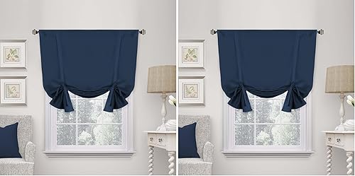 Miniatura 11 de H.VERSAILTEX - Cortina opaca de atar, con aislamiento térmico, bolsillo para varilla, cortina corta para baño, cortina de atar para ventana pequeña,