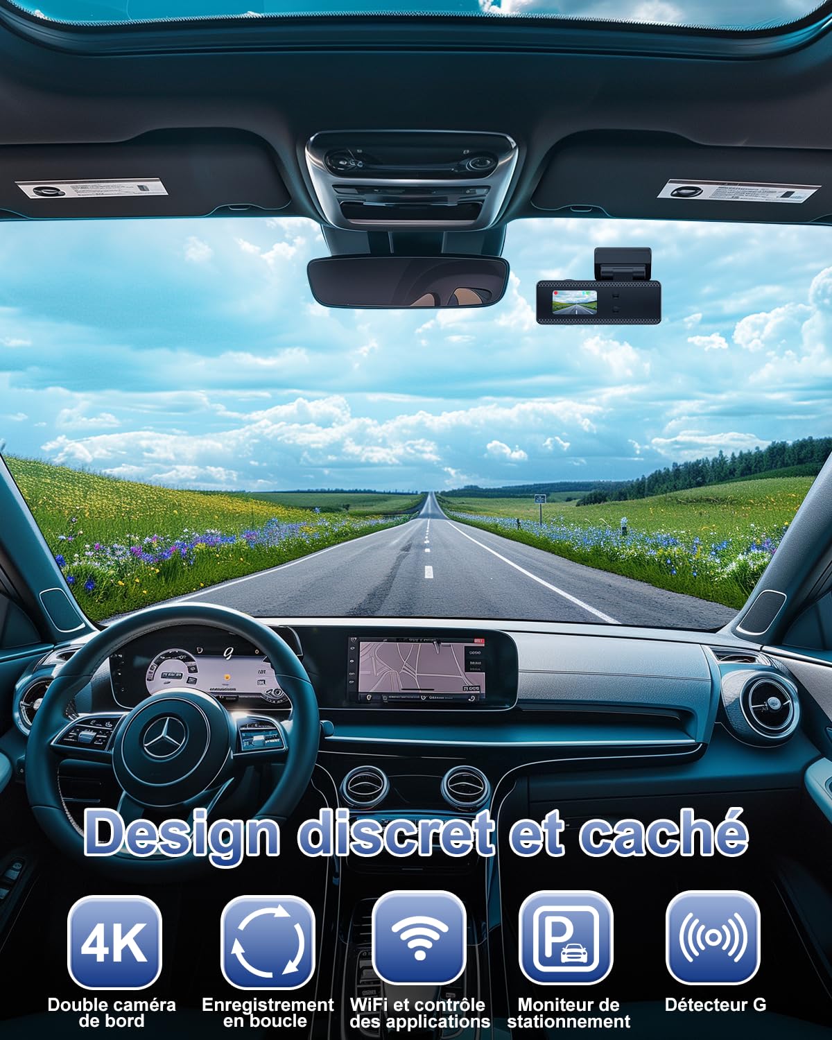Dash Cam Auto 4K+1080P, Scheda 64GB Inserita, WiFi Telecamera per Auto, Super Dashcam con Visione Notturna, Modalità Parcheggio 24H, Sensore G, Dash Cam con Registrazione in Loop