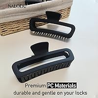 Vista 7 de Pinzas para el Cabello de 5 Pulgadas Irrompibles Negras XL Grandes Cuadradas Rectangulares Clip Clamp para Cabello Grueso Rizado Largo Mujeres