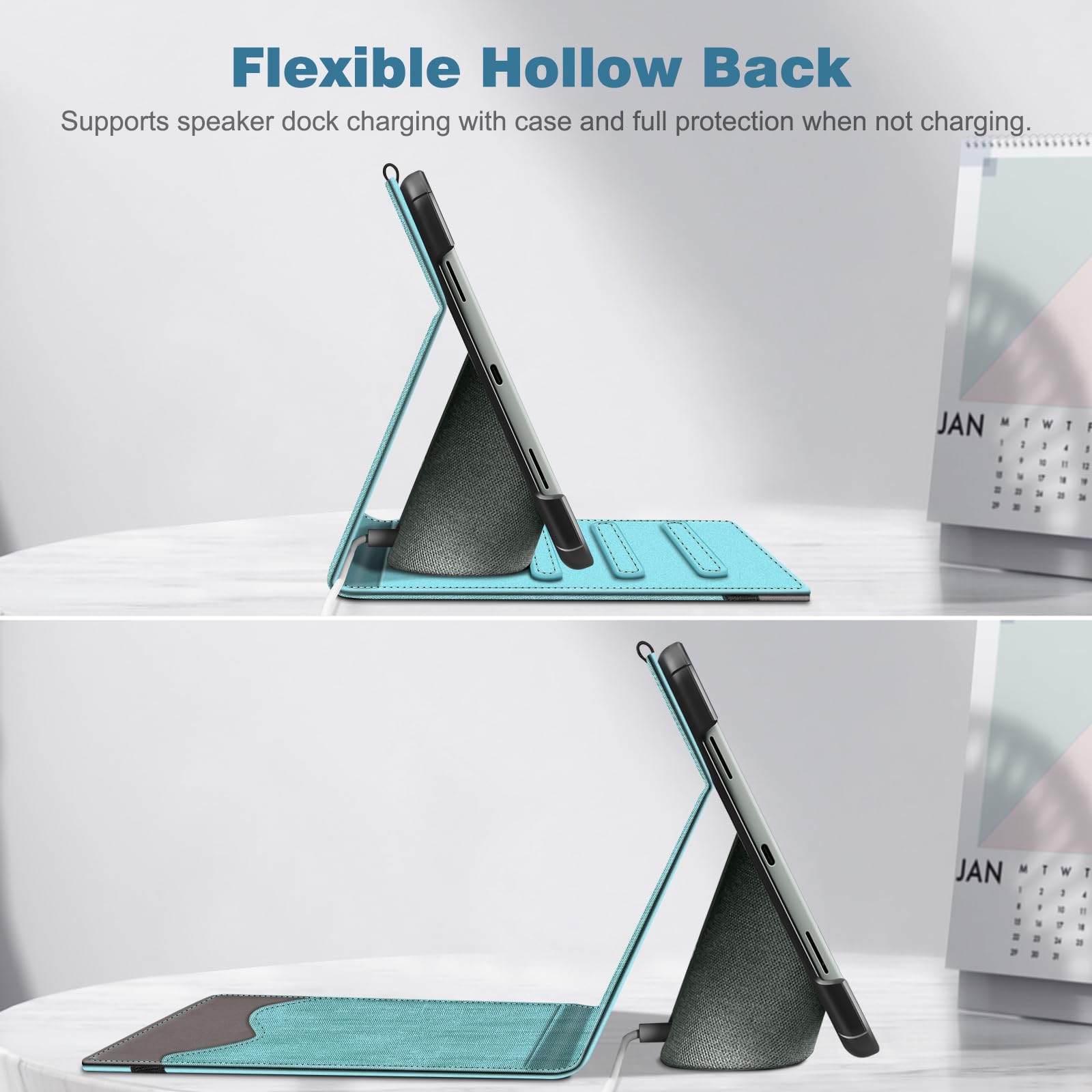 Fintie Case for Google Pixel Tablet 11 Inch 2023 Release, Multi-Angle Viewing Protective Stand Cover with Pocket & Pencil Holder Compatible with Charging Speaker Dock, Turquoise