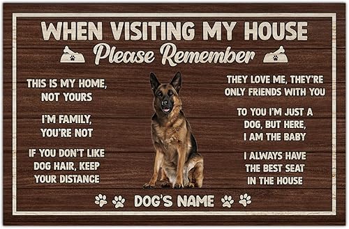Tapete personalizado para puerta de pastor alemán, tapete de entrada para cuando visites mi casa, Please Remember Welcome para amantes de los