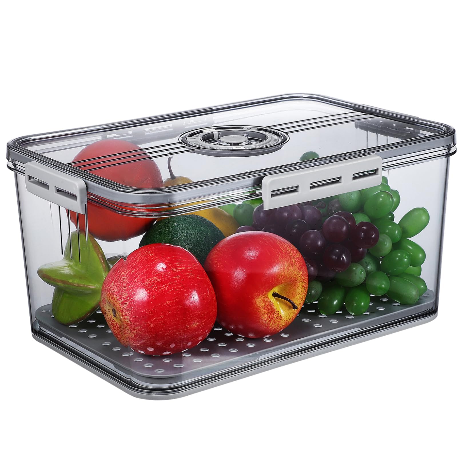 ULTECHNOVO Frischebox aus Pet mit Zeiterfassung für Obst und Brot | Abnehmbare Ausführung, Große Kapazität, Vierseitige Verriegelung, Transparente Kühlschrankbox für Lebensmittel