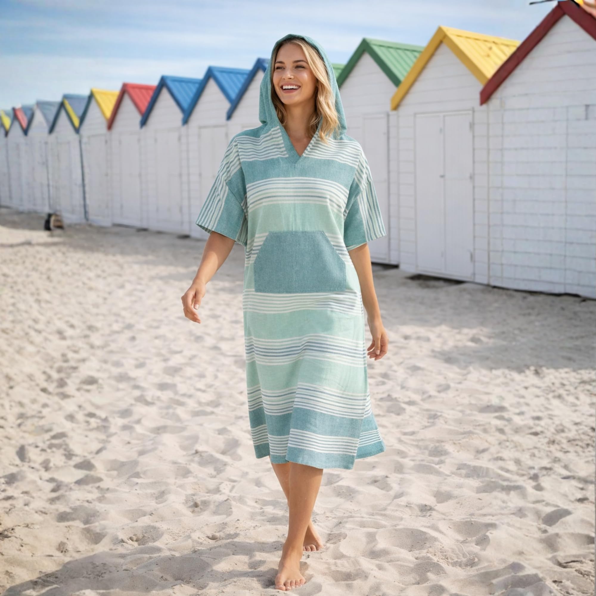 Poncho Toalla Adulto Capucha - Playa Piscina Surf - Bolso Incluido