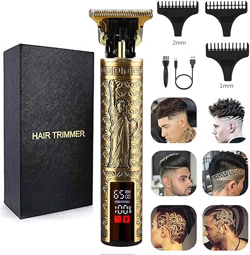 Cortadora de pelo profesional para hombres, kit de corte de pelo eléctrico, impermeable, recargable, de corte cerrado, recortadora de hoja en T,