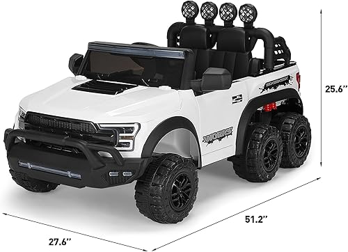 Miniatura 5 de JOYLDIAS Camión para niños de 6 ruedas 12 V con control remoto de 24 G 6 ruedas más grandes suspensión de resorte luces color blanco