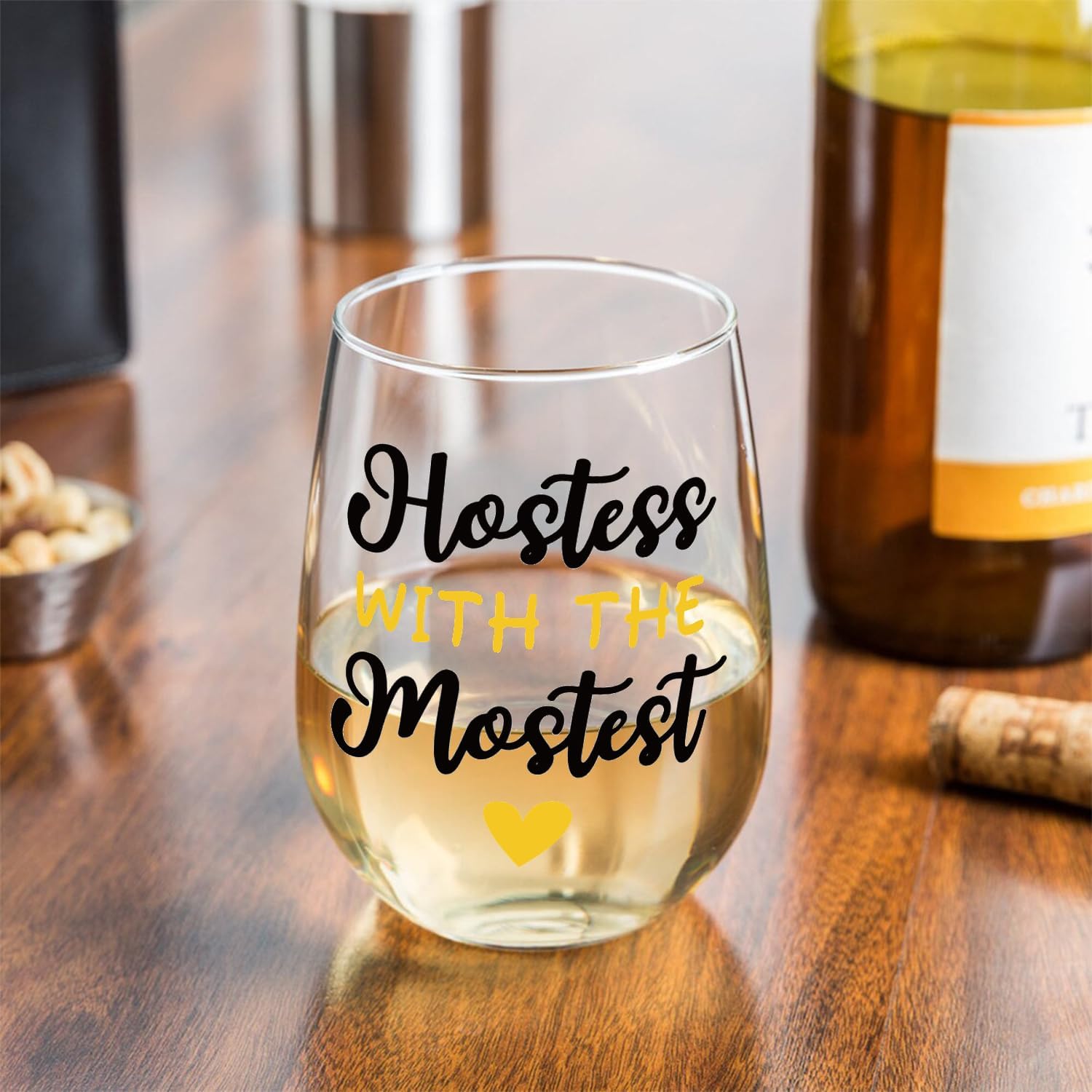 Fatbaby Hostess Gifts Wine Glass,Funny Stemless Wine Glass For Lady of the House Christmas Thank You Gifts Hostess With The Mostest 15 OZ - Image 2
