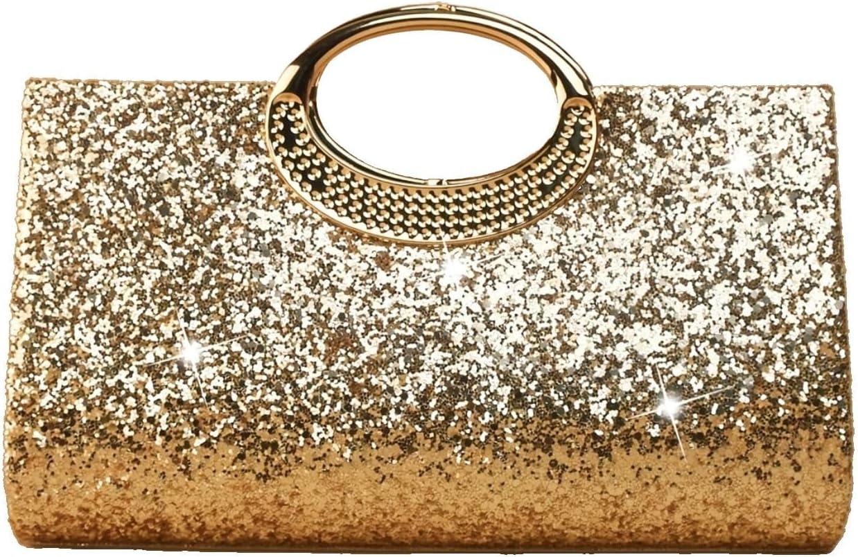 Silver Clutch Purse for Women, Sequin Crossbody Evening Bag with Detachable Chain, Elegant Wedding Party Handbag