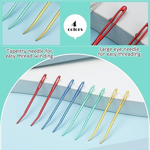 Miniatura 4 de Juego de 17 agujas de hilo, aguja de tejer, punta doblada, agujas de tapicería, agujas de coser para tejer, aguja de tejer roma de ojo grande con