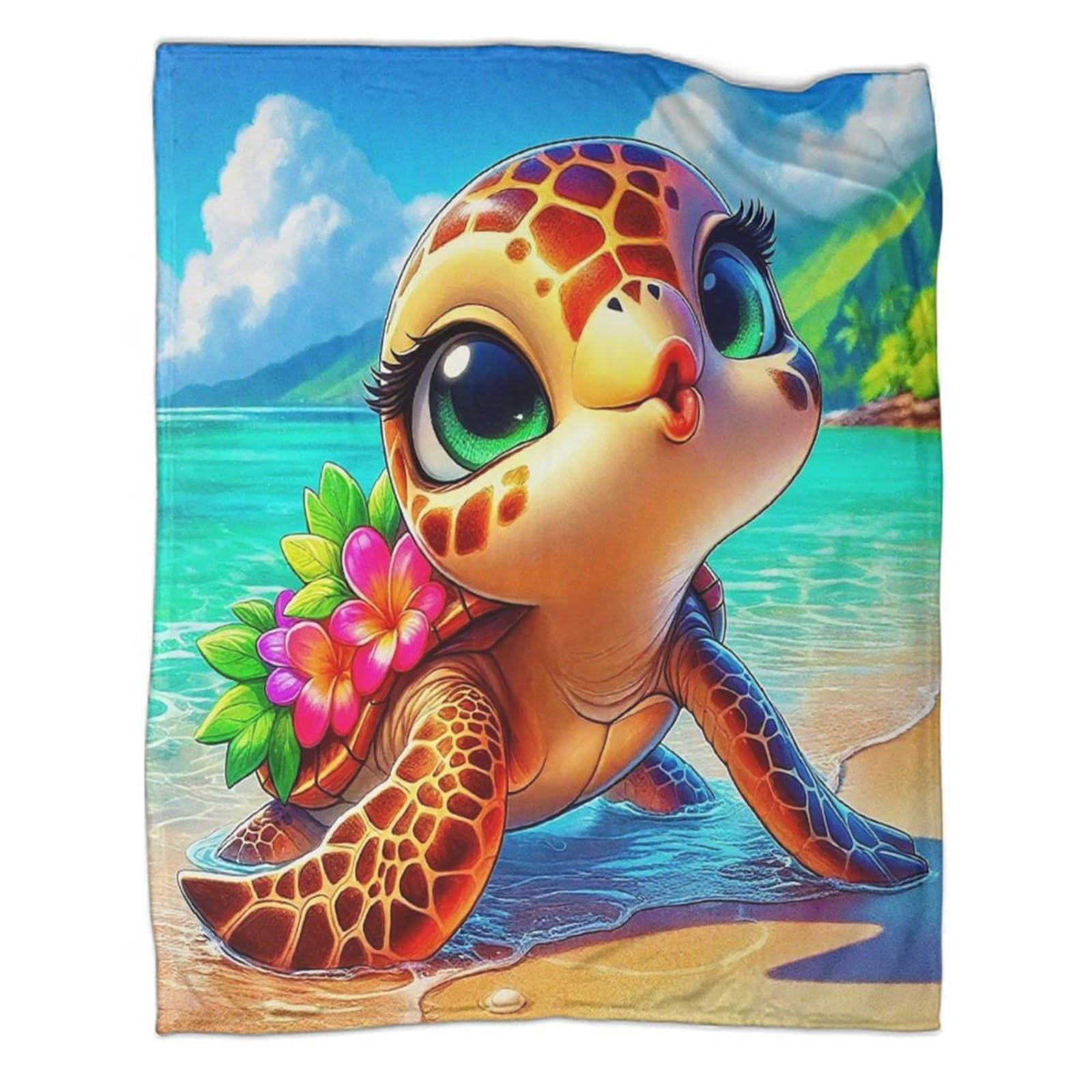 Plaid flanelle tortue de mer 180x200cm couverture jetable 3D lit garçon fille
