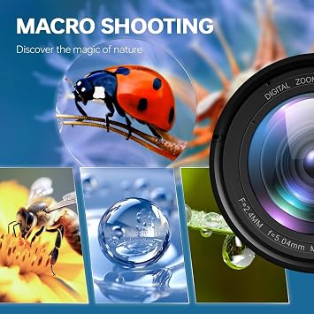 Digital Camera Camcorder 56MP Digital Camera Photo Camera with 180° Flip 3.0 Inch Screen with Wide Angle + Macro Lens 32G TF Card 3.0 Inch Compact Camera 180° Flip Screen