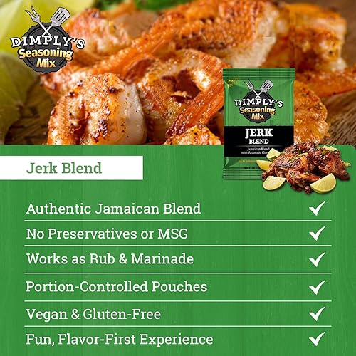 Miniatura 9 de Dimply's Mezcla de condimentos Jamaican Jerk  Frote seco y adobo para pollo, carne, verduras, tofu  Mezcla de especias caribeñas atrevidas  Vegana,