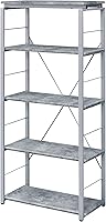 Vista 5 de Acme Jurgen - Estantería rectangular de 5 niveles de madera, color gris y plateado
