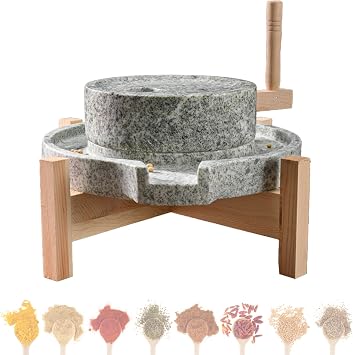 Mill Grinder, For Home Use, Hand Grinding Grain Mill, Granite, Ishiusu Grinder, Grinder, Mill, Wheat, Tea, Buckwheat, Rice Flour, Weight Approx. 66.1 lbs 30 kg, Manual, Tabletop, Rotary, Wood Base,
