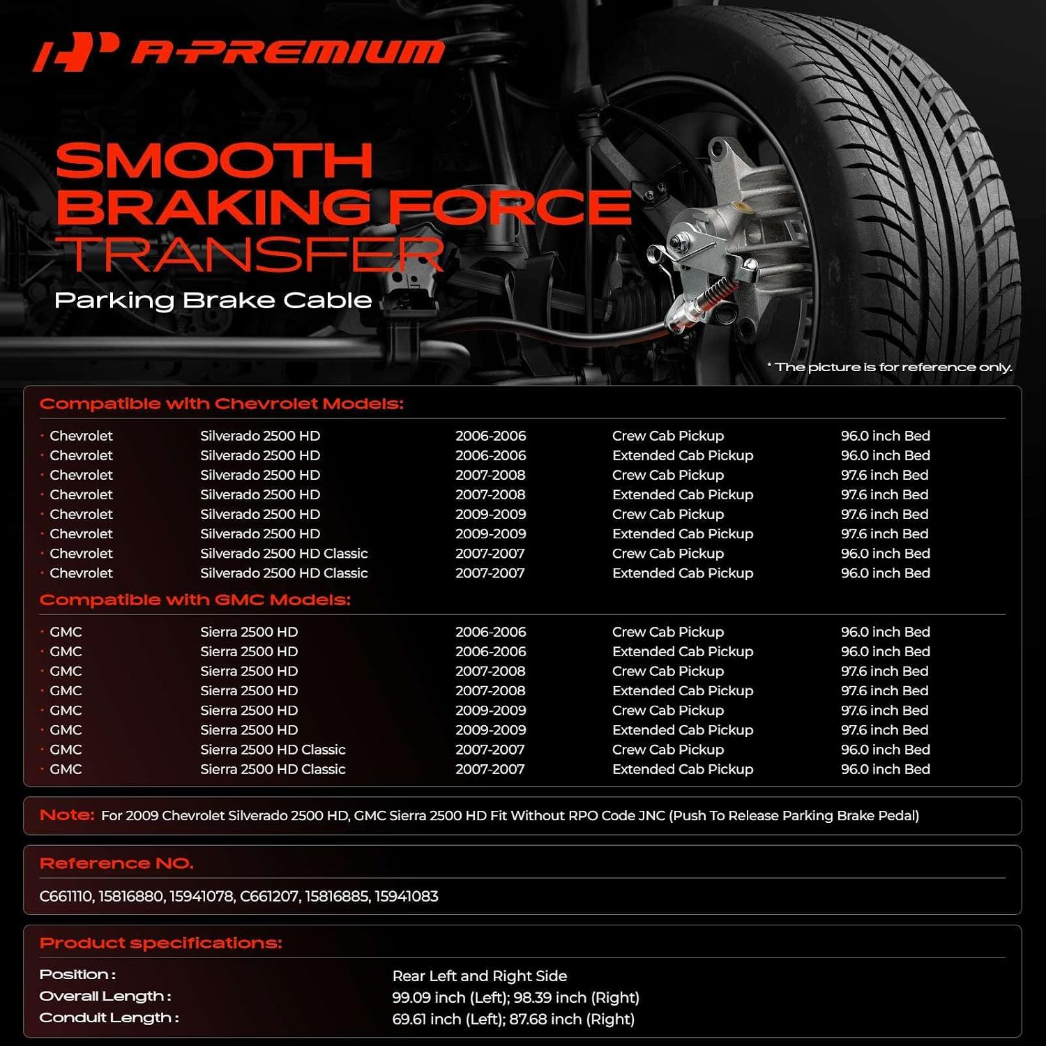A-Premium Rear Parking Brake Cable Assembly Compatible with Chevrolet & GMC image 2