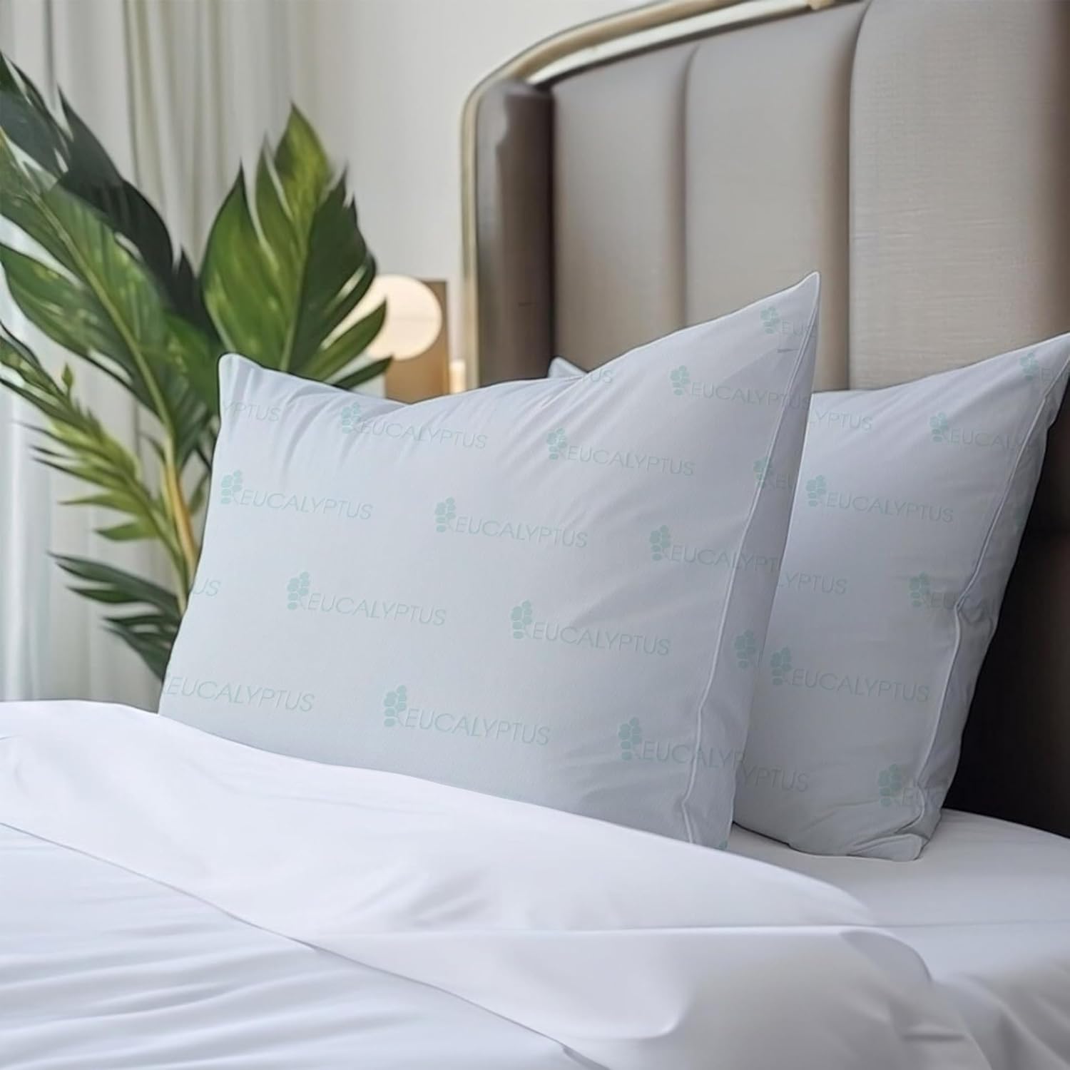 Clementine Luxury 2-Pack Eucalyptus Infused Pillow Ultra-Soft, Breathable for Side, Back & Stomach Sleepers - Sleeping Pillow