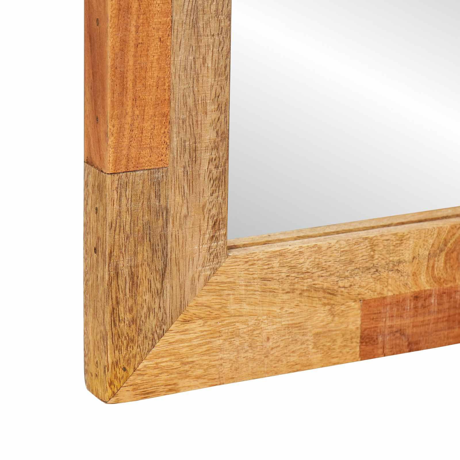 Espejo de baño con almacenamiento de roble Artisan, 50 x 70 x 2,5 cm, moderno espejo de baño de madera maciza de mango con diseño minimalista para montaje en pared elegante y práctico