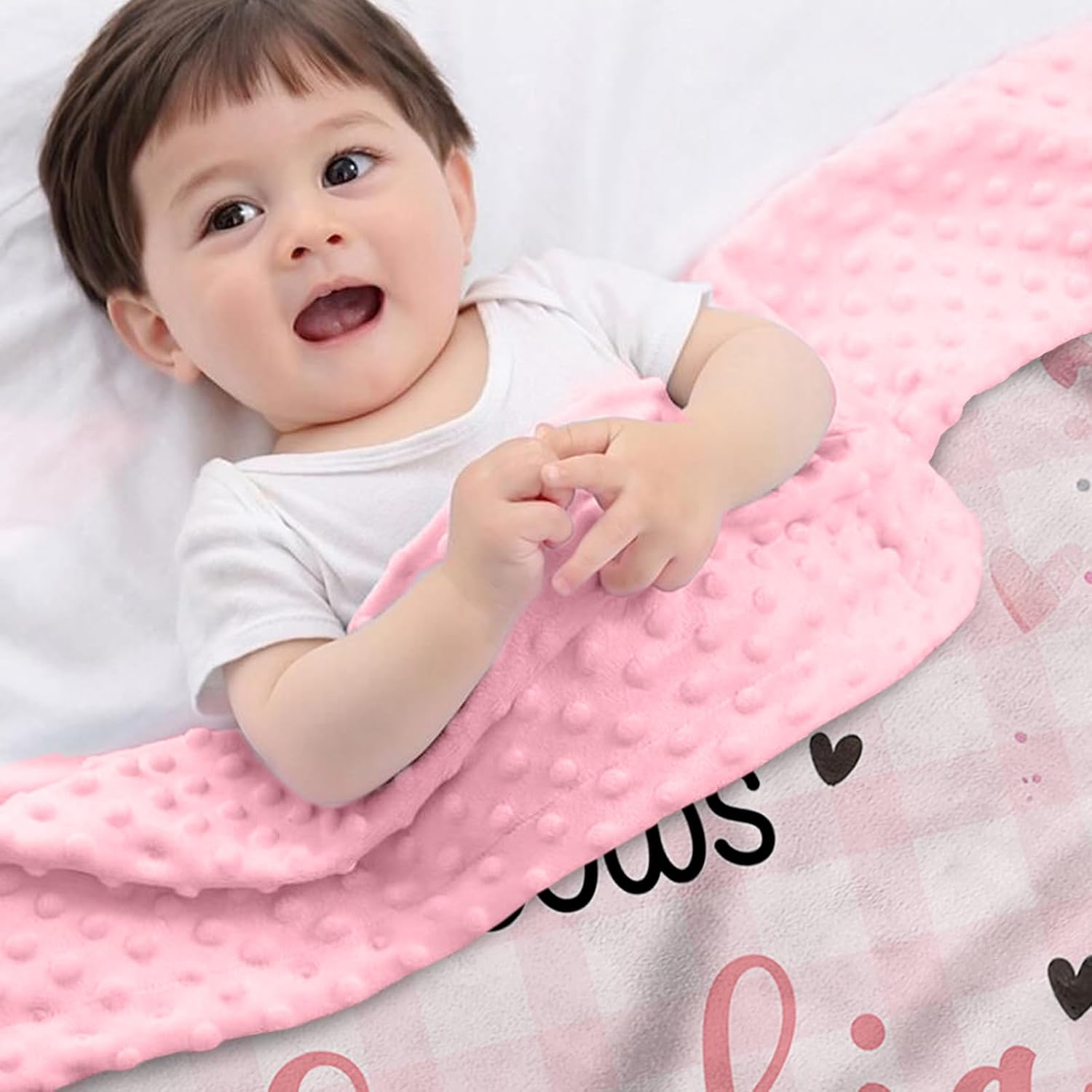 Personalized Baby Blankets for Girls, Custom Name Pink Highland Cow Pattern Baby Blanket, Soft Minky Dot Blanket for Newborns and Toddlers, Ideal for Baby Showers Christmas Brithday Gifts