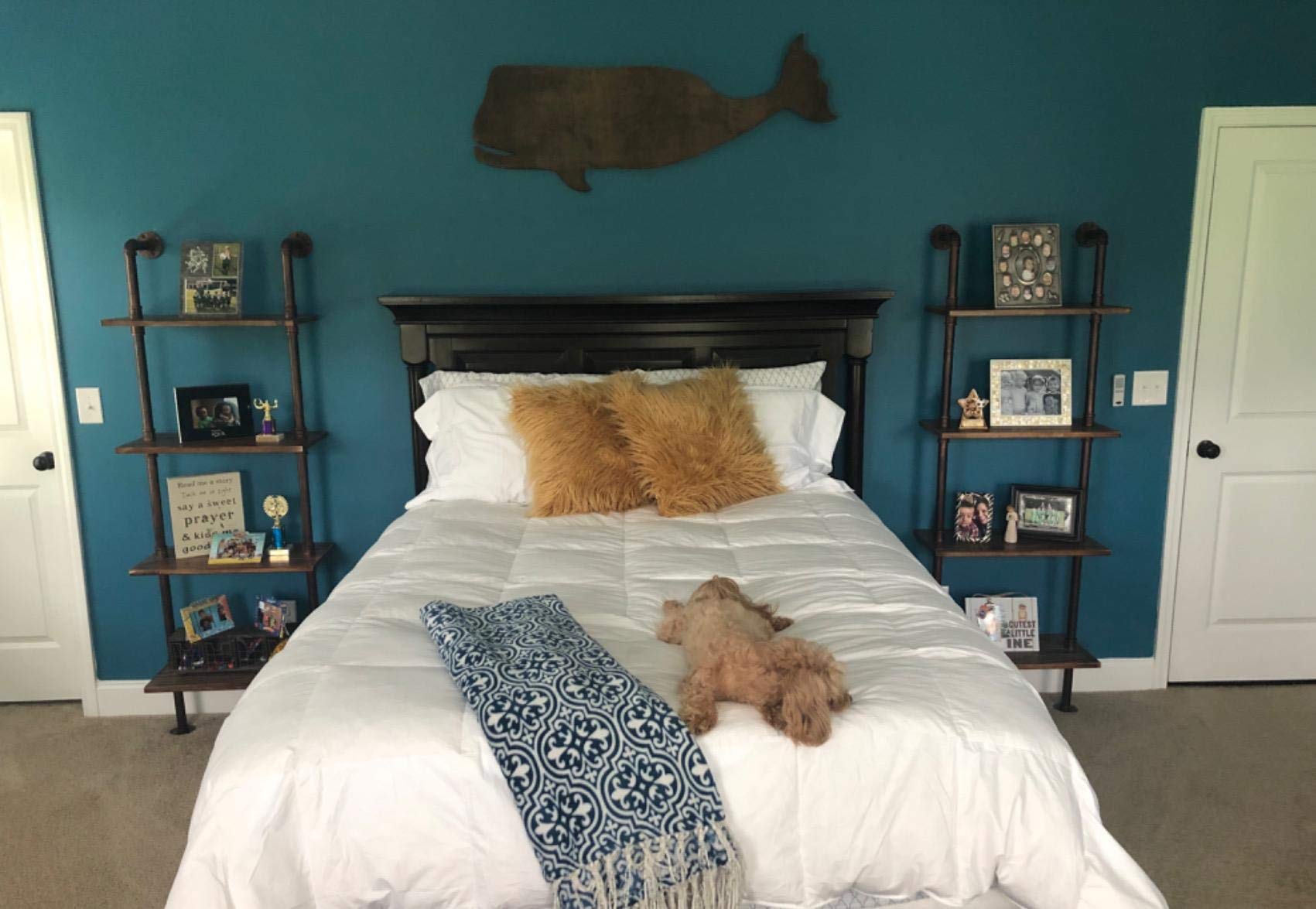 Buy 24 Inch Industrial Pipe ShelvesWall Mounted Metal Pipe Wood Shelf