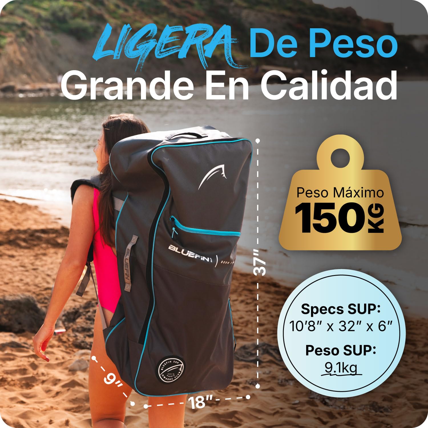 Bluefin Cruise 10'8 - Tabla de Paddle Hinchable | Paquete y Accesorios Premium Sup | Almohadilla Antideslizante y Ligera | Tabla de Remo de Surf Todoterreno de 6 Pulgadas de Grosor | Tabla de pie
