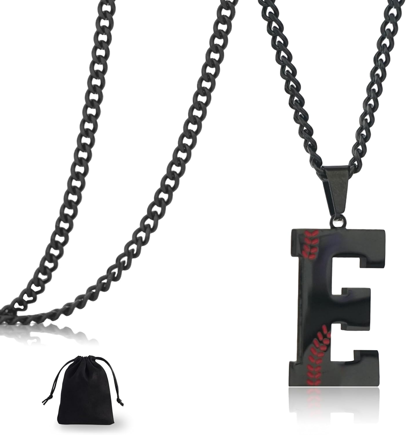 Baseball Initial A-Z Letter Necklace for Men, Alphabet Jewelry Pendant, Stainless Steel letter necklace for Men Holiday Gifts Dad Husband for Him Mens Jewelry