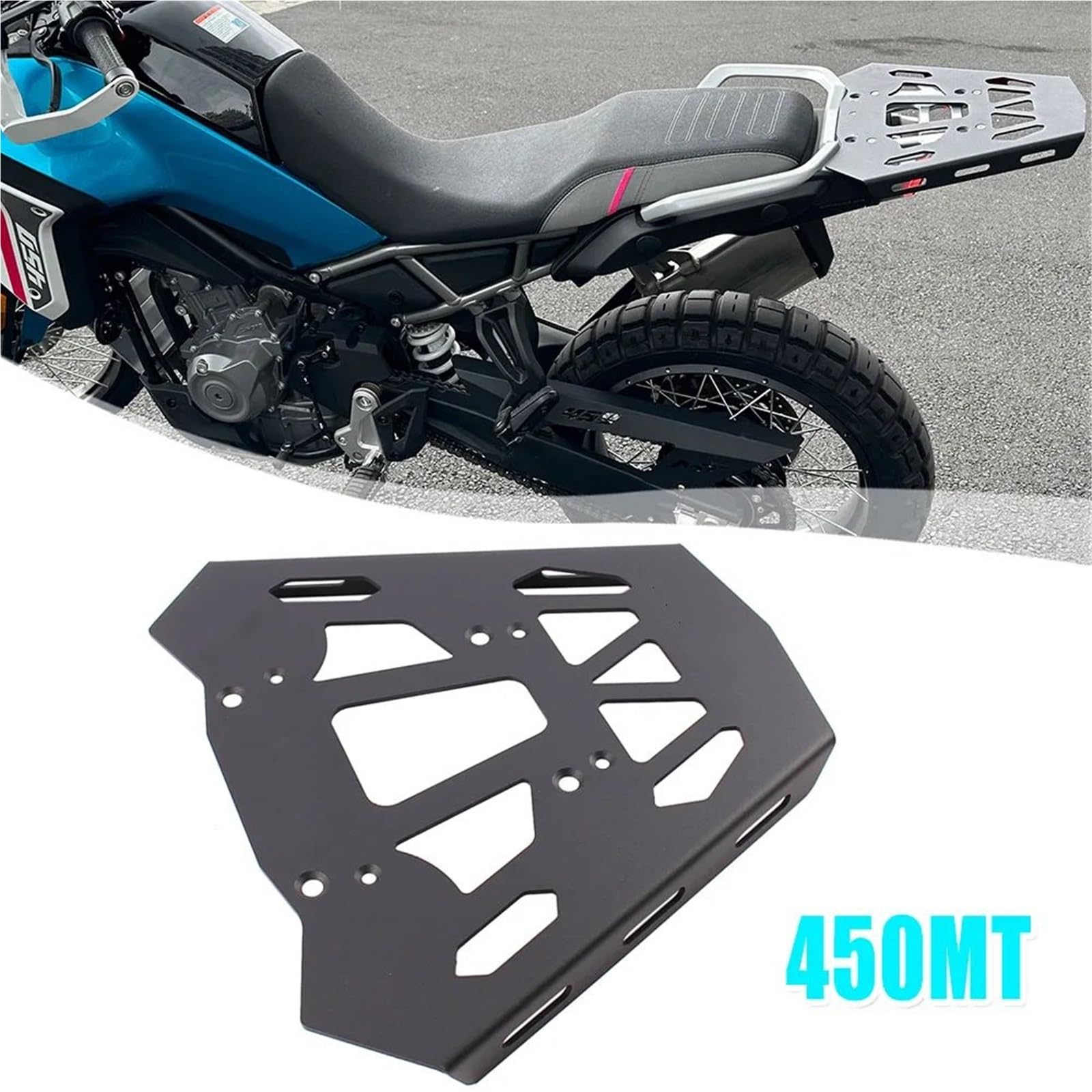 Półka na bagaż motocyklowy Tylny bagażnik motocyklowy, górny, uchwyt skrzyni, pasuje do CFMOTO 450 MT