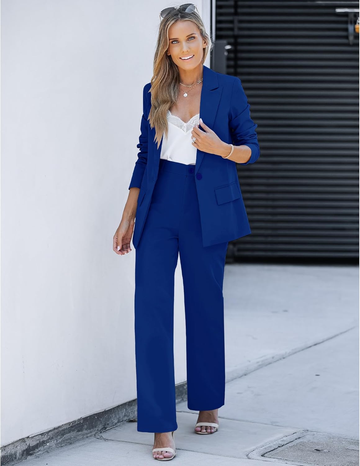 LookbookStore 2 Piece Pant Suits for Women Dressy Blazer High Waisted Pants Sets Business Casual Outfits - Image 2