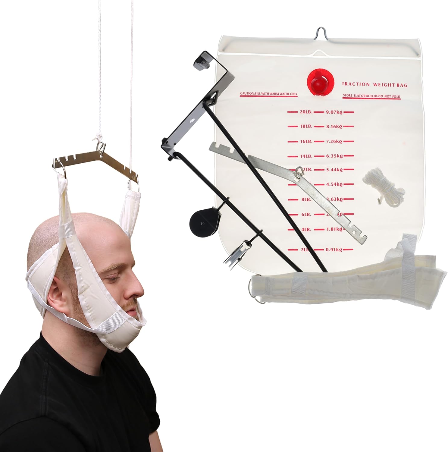 BodyMed Cervical Traction Device - Over-The-Door Neck Cradle Stretcher for Home Therapy for Vagus Nerve and Spinal Decompression - Discomfort Aid Physical Therapy Equipment