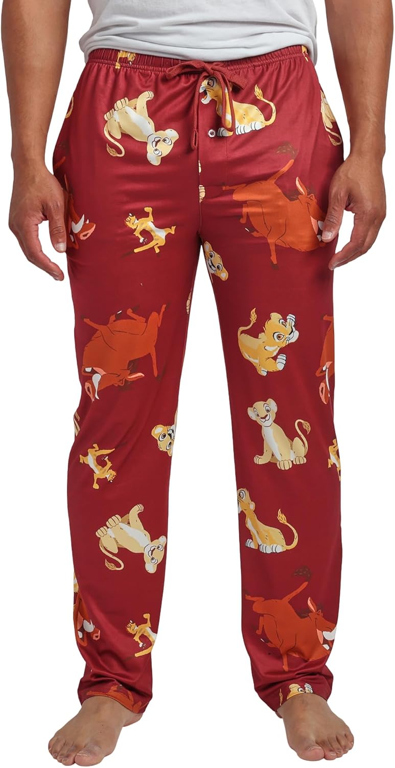 The Lion King All-Over Character Print Adult Burgundy Sleep Pajama Pants - Image 3