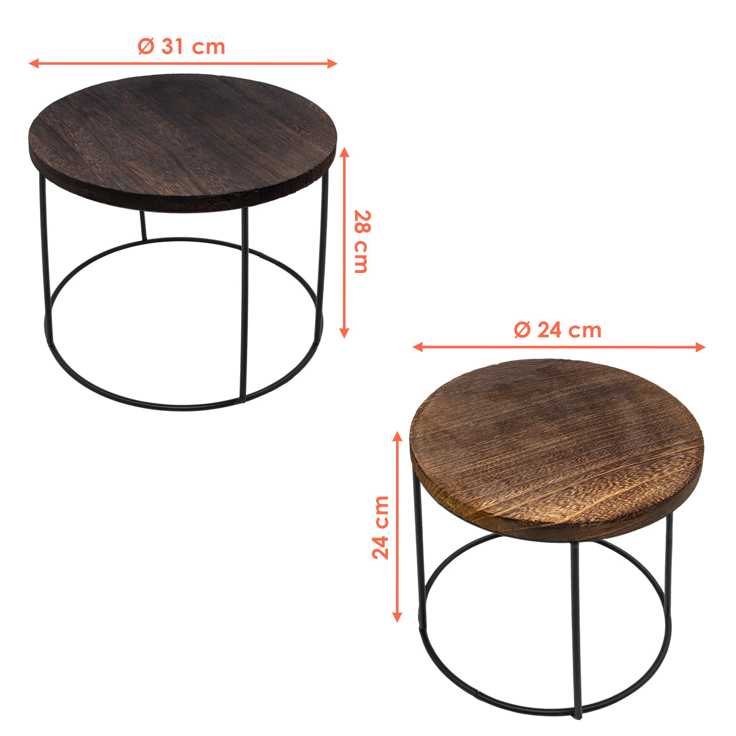 Spetebo Lot de 2 tabourets ronds en bois pour plantes