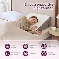 Vista 3 de Almohada de cuña de cama con parte superior de espuma para dormir, almohada triangular de apoyo elevado de 10 pulgadas para leer y descansar