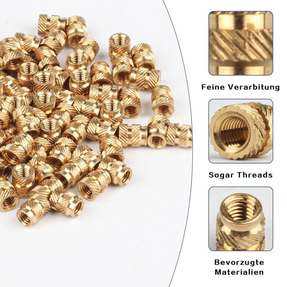 Inserti Filettati Per Modellismo E Fai-da-te 100 Inserti Filettati In Ottone 1/4-20 Per Stampa 3D - Da Inserire A Caldo, Perfetti Per Plastica E Metallo Termostufa A Pellet - Foto 6