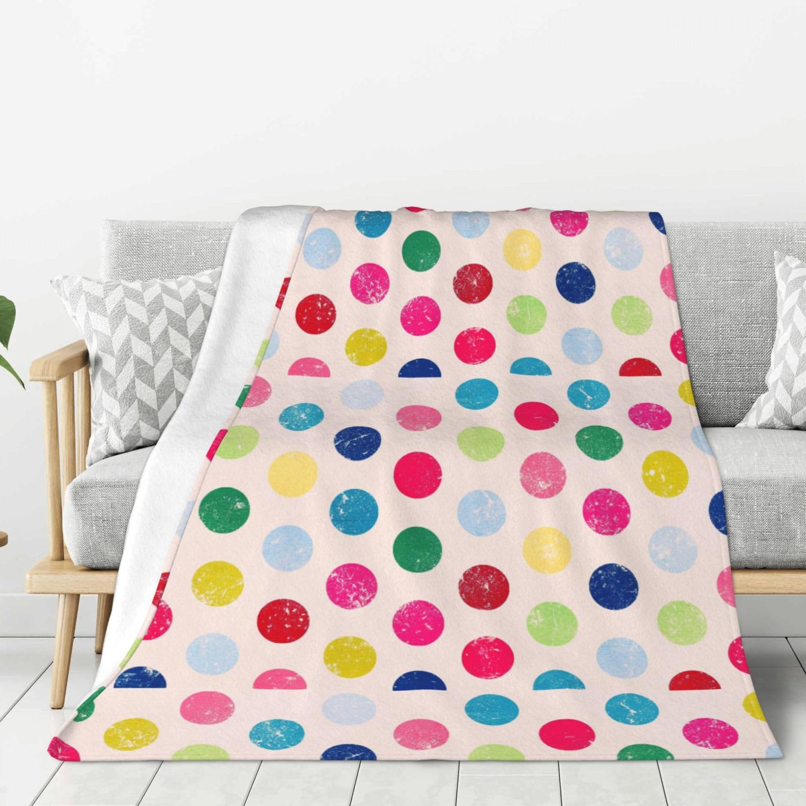 Couverture chaude en flanelle polaire anti-courants d'air cercles colorés 60x80