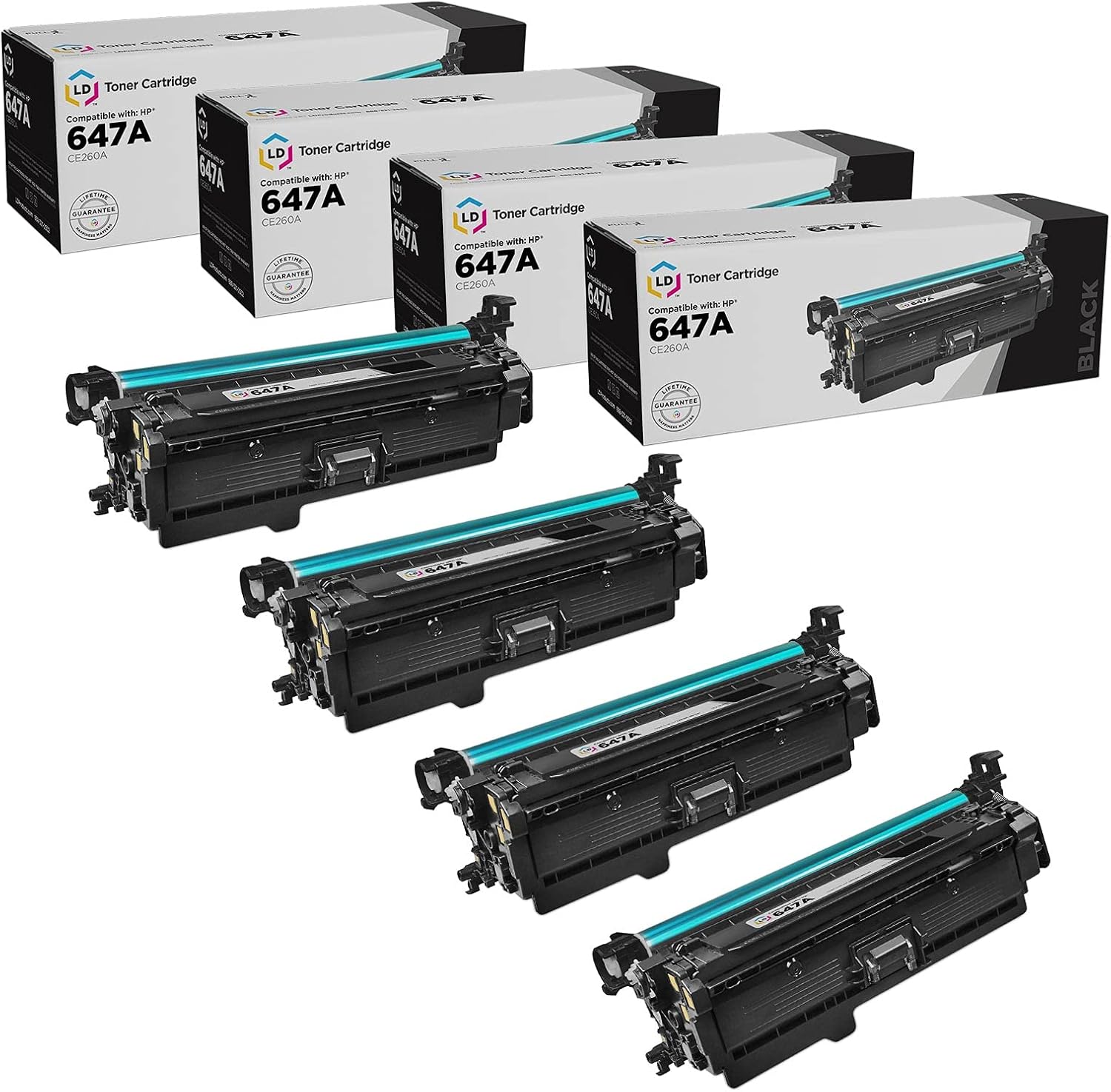 LD Products Remanufactured Toner Cartridge Replacements (Black, 4-Pack) for HP 647A CE260A Works with Printers Color LaserJet: CP4025 CP4525 CP4025n CP4525dn CM4540fskm CM4540f CM4601