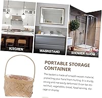 Vista 8 de Cesta tejida con asa Cestas de madera grandes de viruta de ratán Contenedor de almacenamiento Artículos para el hogar