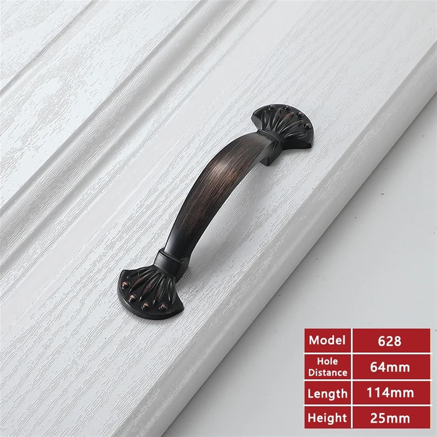 Handle Kitchen Door Knob Red Bronze Cabinet Drawer Closet Chic Handles Dresser Knobs Furniture Pulls 1Pcs (Color : 628-64mm)