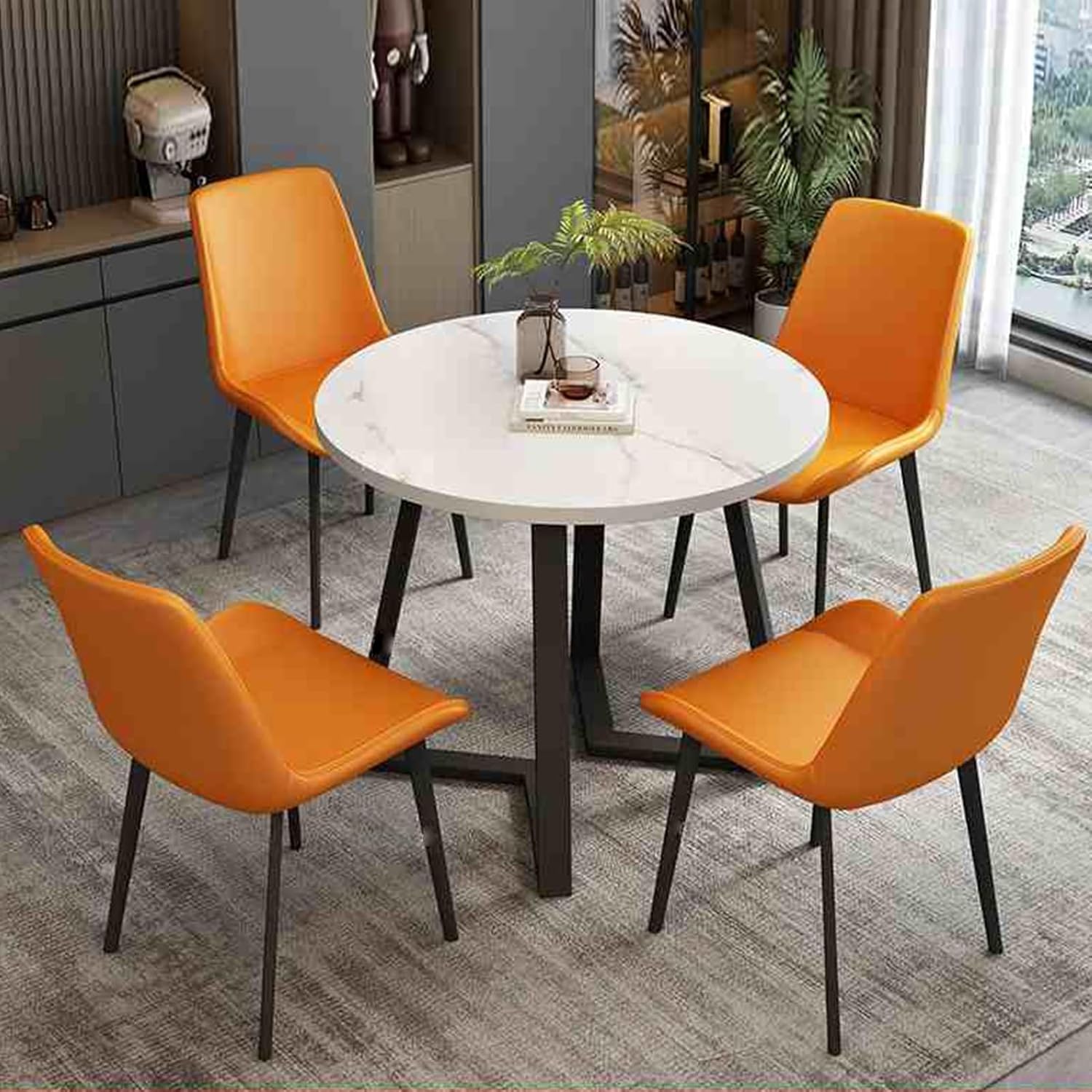 Office Reception Room Club Table, Office Conference Table Business Coffee Table Set, for Sales Lounge Shops Meetings Negotiation Table(Orange,70cm/27.5in)