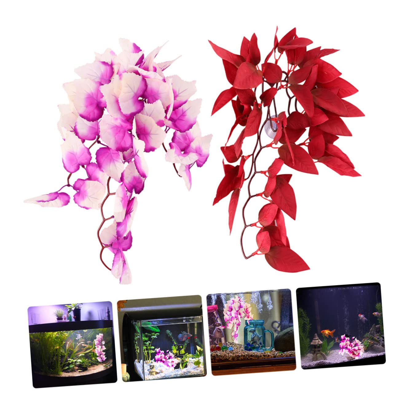 ERINGOGO 3 Set Piante Acquatiche Simulate Rettile Terrario Pianta Delicata Finta Piante Finte Decorazione Piante Di Acquario Di Plastica Accessorio Per Rettili 2 Pezzi * 3