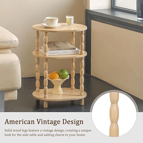 Miniatura 5 de MaxSmeo Mesa auxiliar, pequeña mesa auxiliar ovalada para espacios pequeños, mesa decorativa moderna para sala de estar, dormitorio, natural