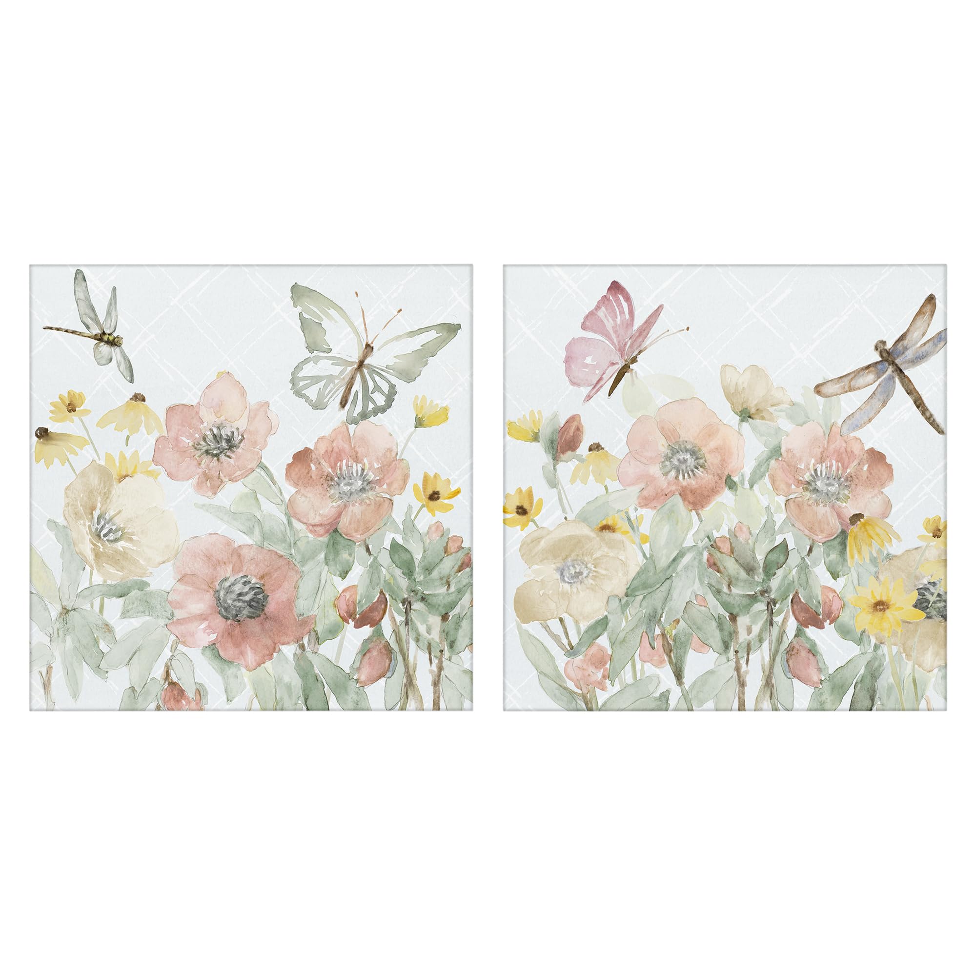 Stupell Industries Pastel Garden Butterflies Blossom 'Delicate Garden Joy'| 2Pc Canvas Art Set 2