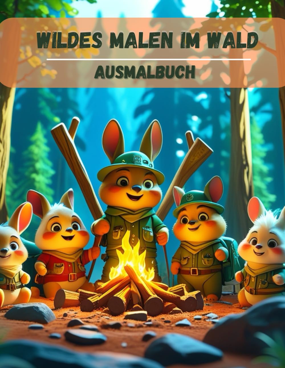 Wildes malen im Wald - Kindermalbuch: Ausmalbuch tierisch tolle motive, bären, wölfe, enten, rege , hirsche, holzfäller