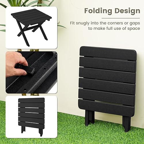 Miniatura 7 de Giantex Mesa auxiliar plegable para exteriores, mesa Adirondack plegable de polietileno de alta densidad resistente a la intemperie, mesa auxiliar