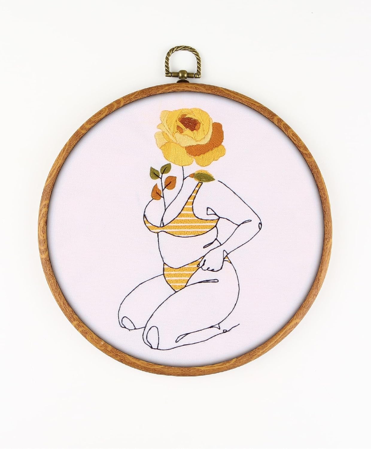Plus Size Woman EM040 - DIY Embroidery Kit. Set of Threads, Needles, Stamped Cloth, Needle Threader, Embroidery Clippers and Printed Color Pattern Inside.