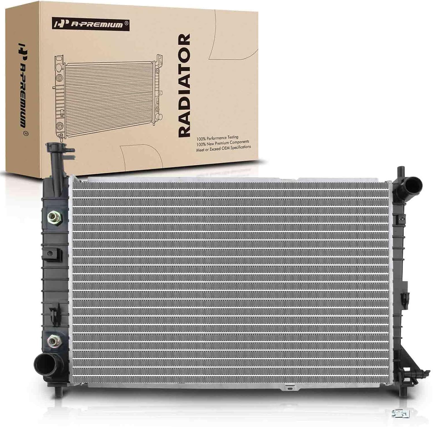 A-Premium Engine Coolant Radiator with Transmission Oil Cooler Compatible with Ford Mustang 1997-2004 V6 3.8L, 2004 V6 3.9L Automatic Trans. Replace# 1R3Z8005DA, F7ZH8005CC