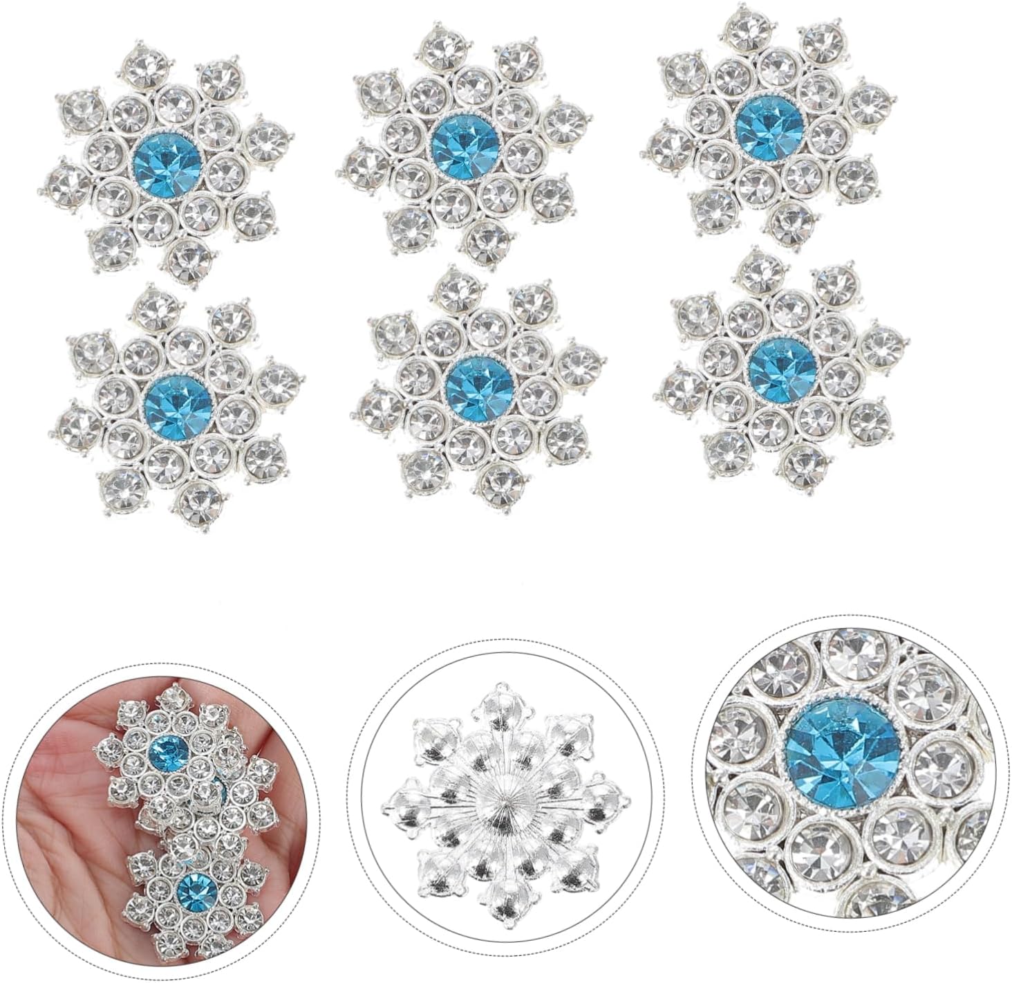 30pcs Rhinestone Snowflake Applique Embellishments for DIY Crafts Wedding Dress Buttons Hair Accessories and Brooches Elegant Crystal Flower Decorations